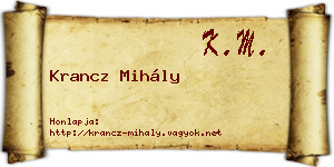 Krancz Mihály névjegykártya